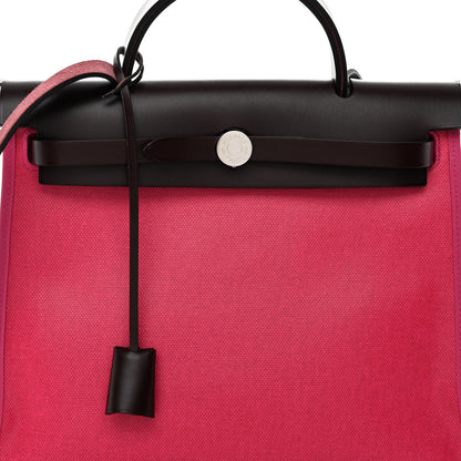 Hermes Toile H Berline Vache Hunter Herbag Zip 31 PM Rouge Sellier Rose Shocking 9 of 11