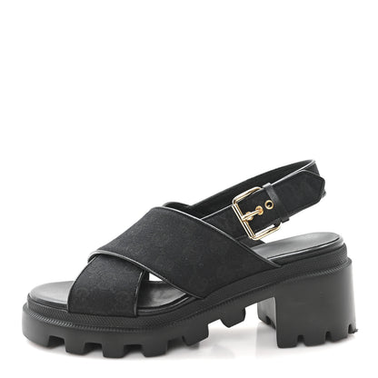 Gucci Monogram Granada Kid Trip 40/72mm Lug Sole Sandals 40 Black 1 of 9