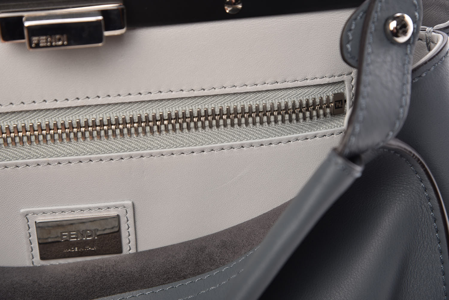 Fendi Vitello Seta Shiny Nappa Medium Peekaboo Iconic Satchel Alga Rosa Doll 12 of 16