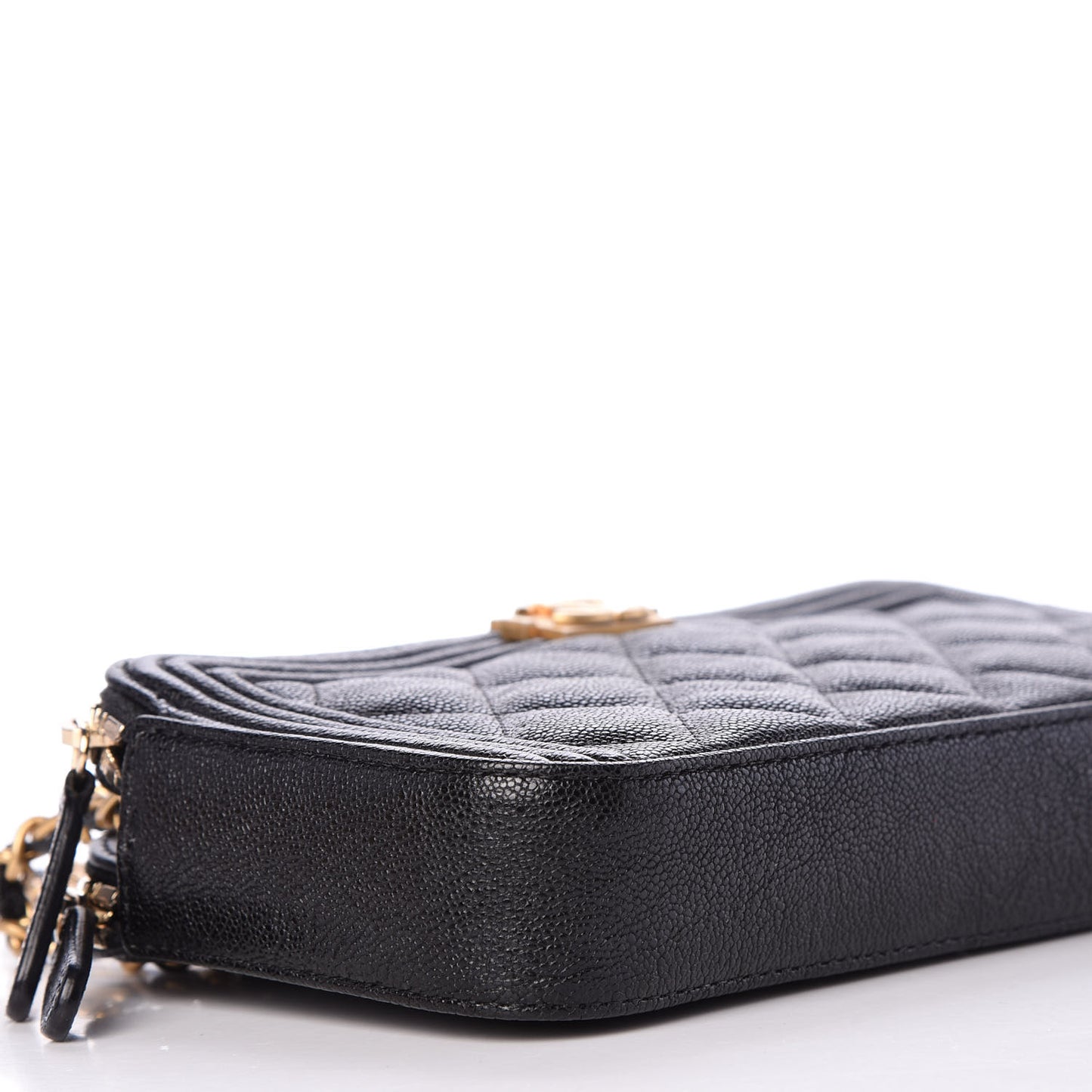 Caviar Quilted Small Boy Clutch With Chain Black