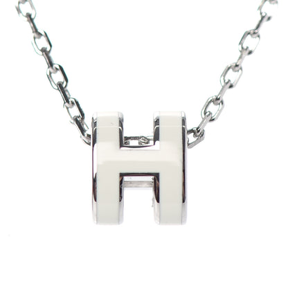 Hermes Lacquered Palladium Mini Pop H Pendant Necklace White 4 of 5