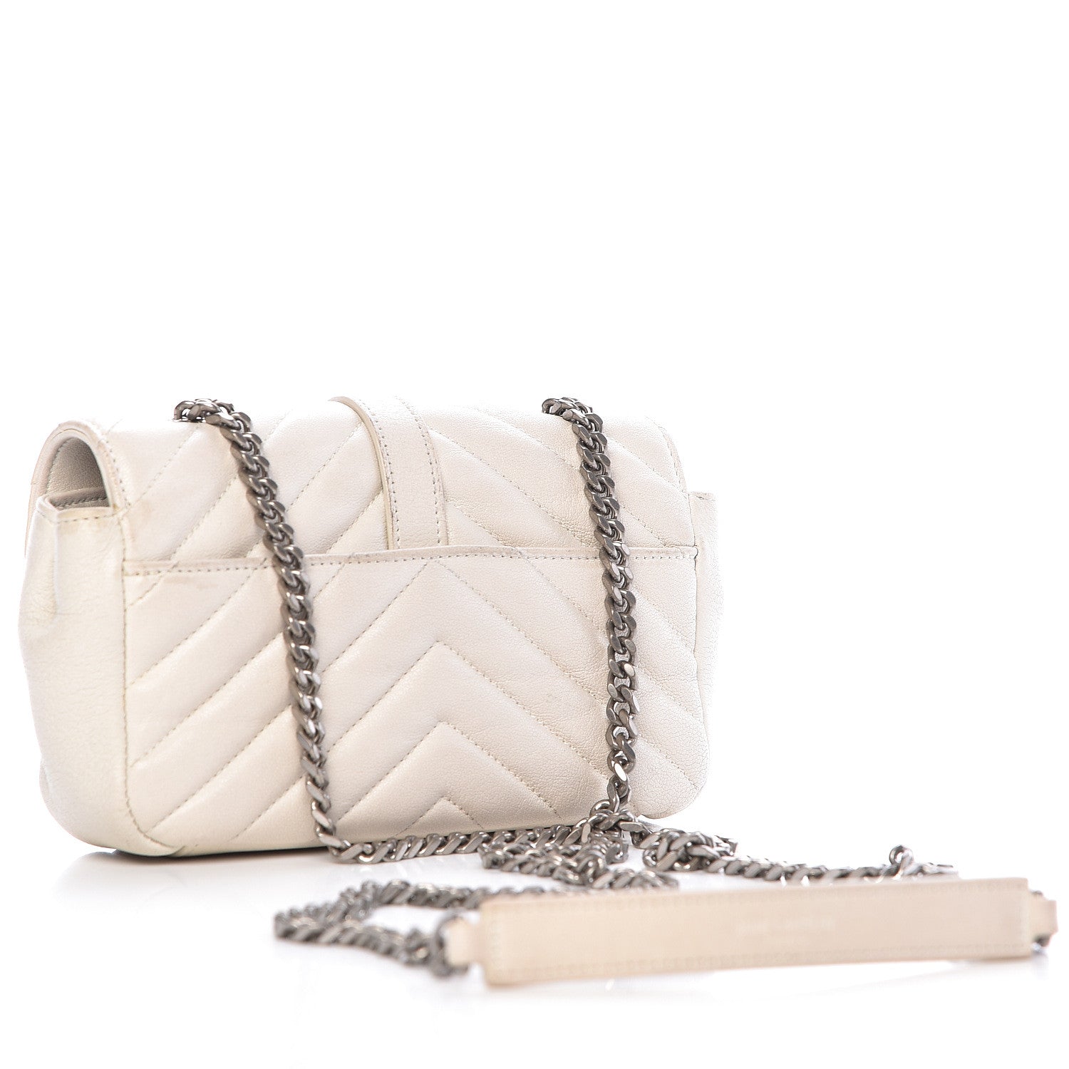 Saint Laurent Sheepskin Matelasse Monogram Classic Baby Chain Bag White 3 of 21