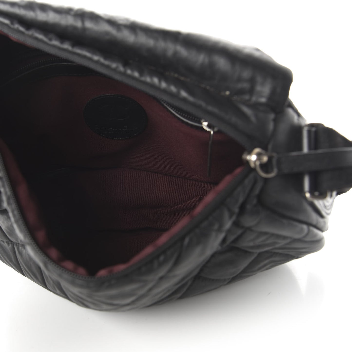 Coated Canvas Quilted Expandable Messenger Black