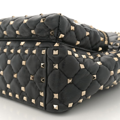Valentino Garavani Lambskin VLTN Print Quilted Mini Rockstud Spike Backpack Black 9 of 11