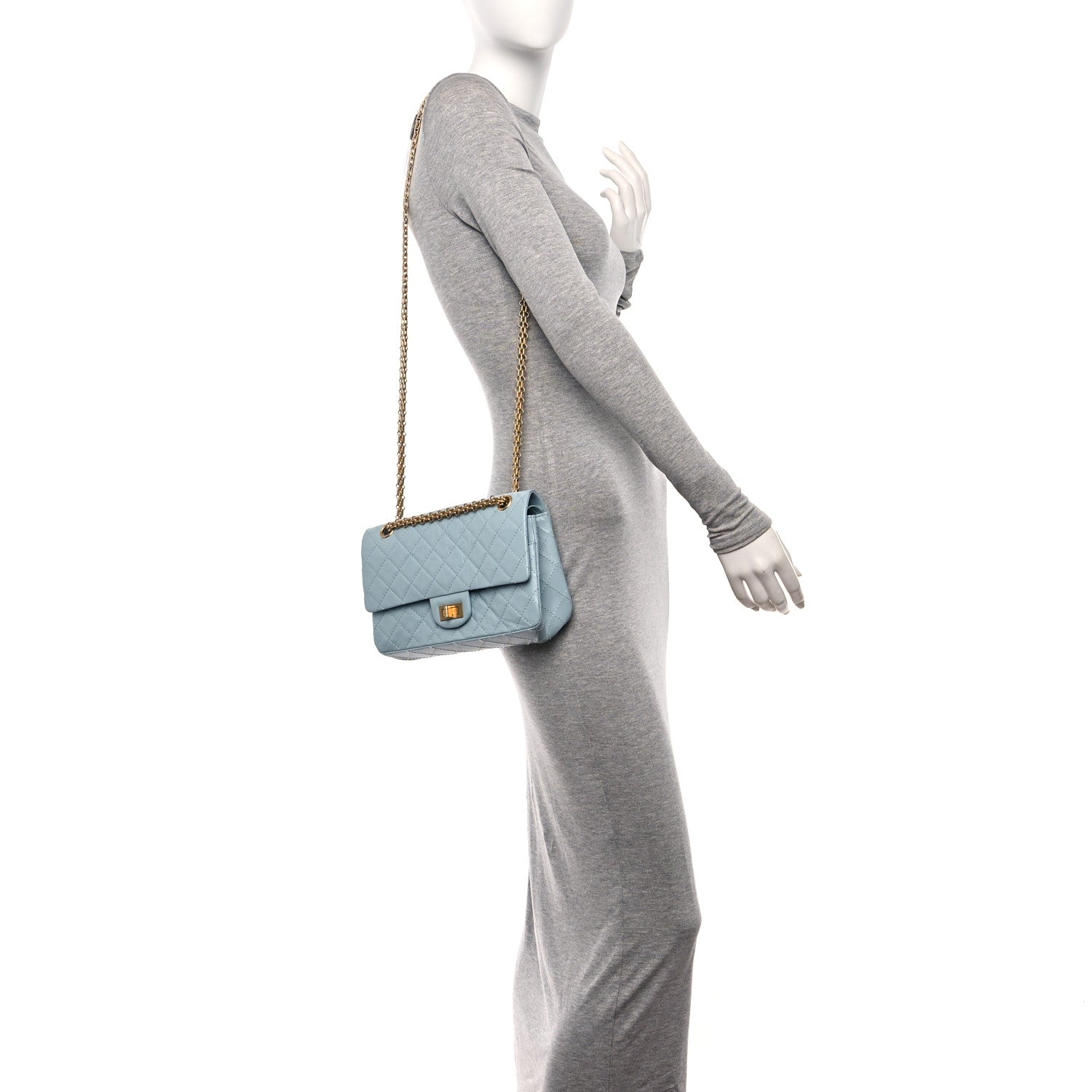 Chanel Aged Calfskin Quilted 2.55 Reissue 225 Flap Light Blue 2 of 10