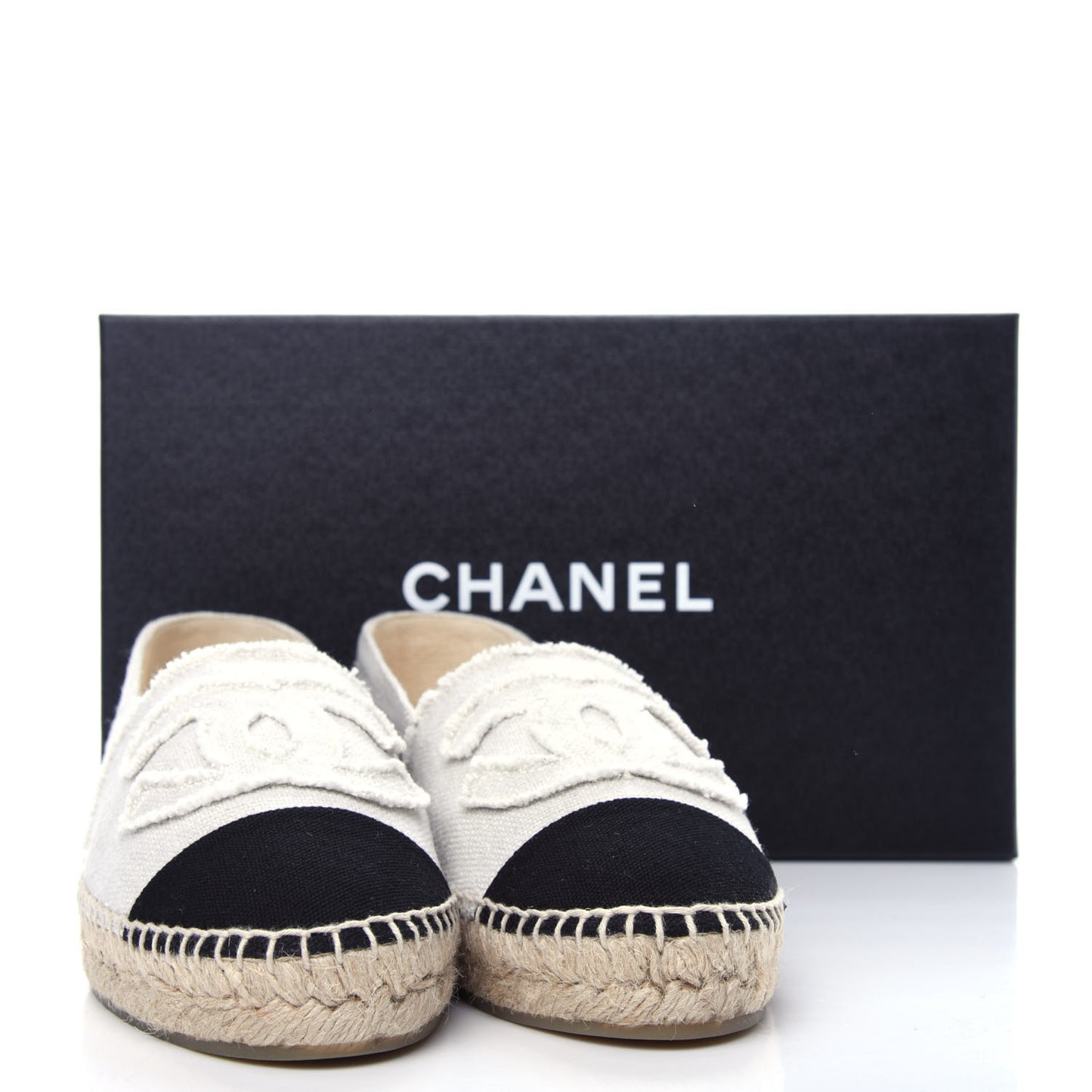 Linen CC Espadrilles 38 Beige Black