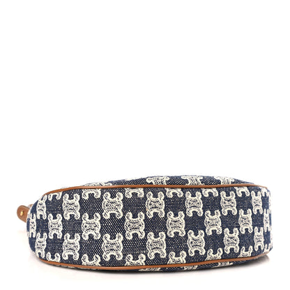 Celine Canvas Calfskin Ava Triomphe Shoulder Bag Blue 4 of 9