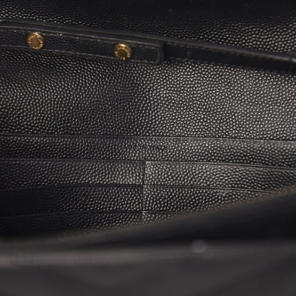 Saint Laurent Grain De Poudre Matelasse Chevron Monogram Chain Wallet Black 6 of 18