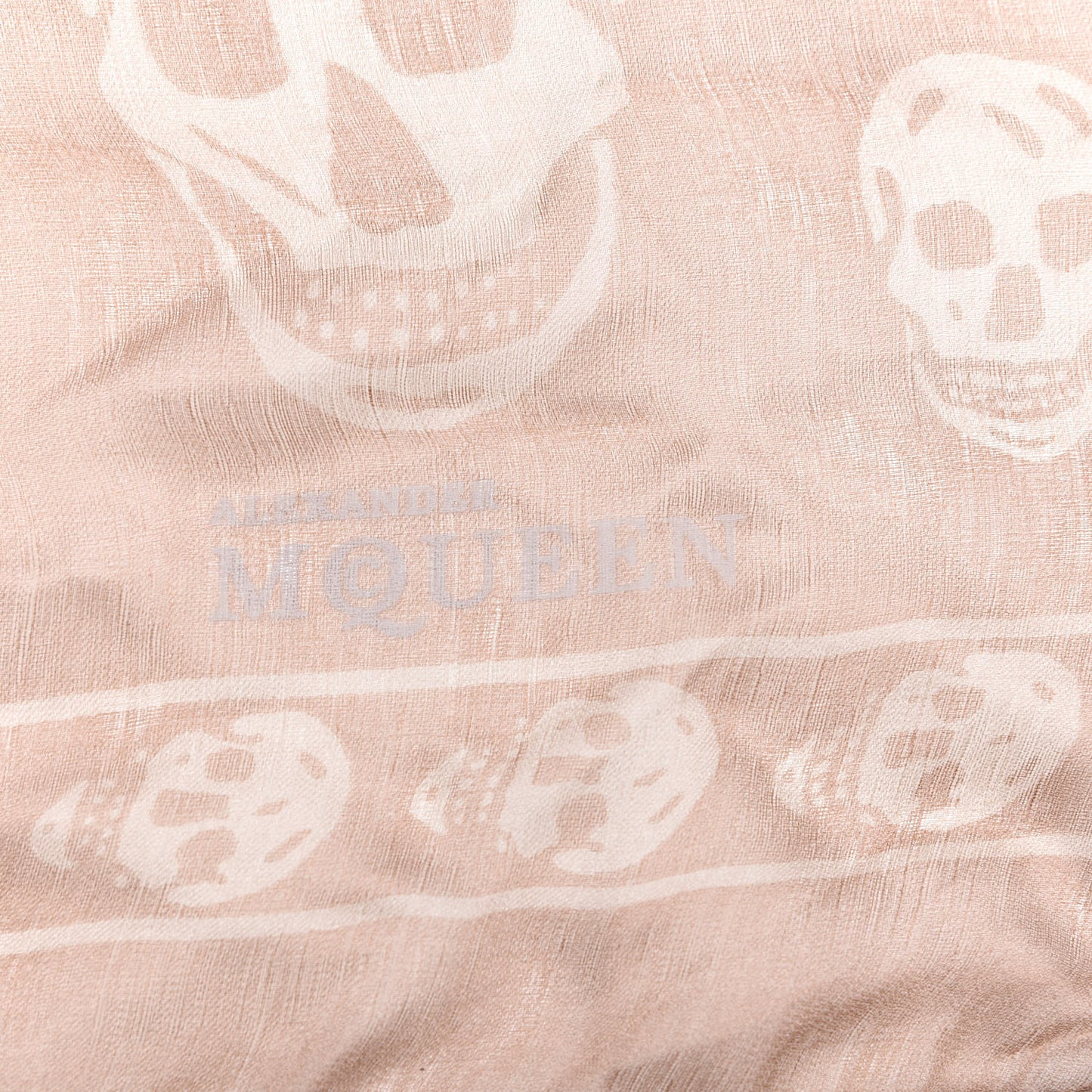 Silk Chiffon Skull Scarf Beige Pink
