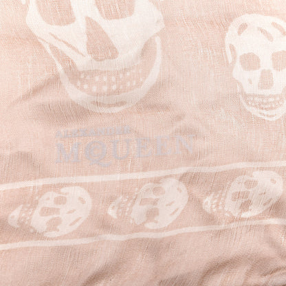 Alexander McQueen Silk Chiffon Skull Scarf Beige Pink 2 of 3