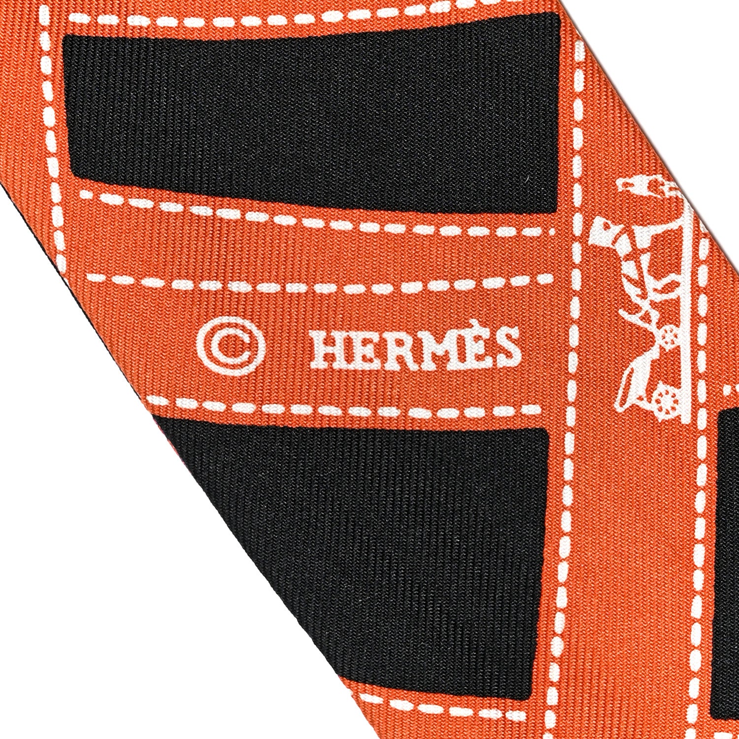 Hermes Tie Black Orange 3 of 4