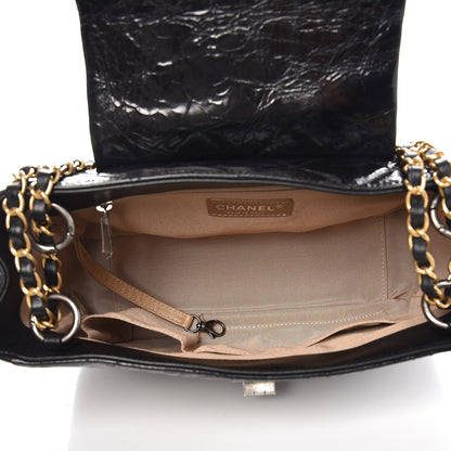 Chanel Glazed Crinkled Calfskin Medium East West Flap Black 5 of 7