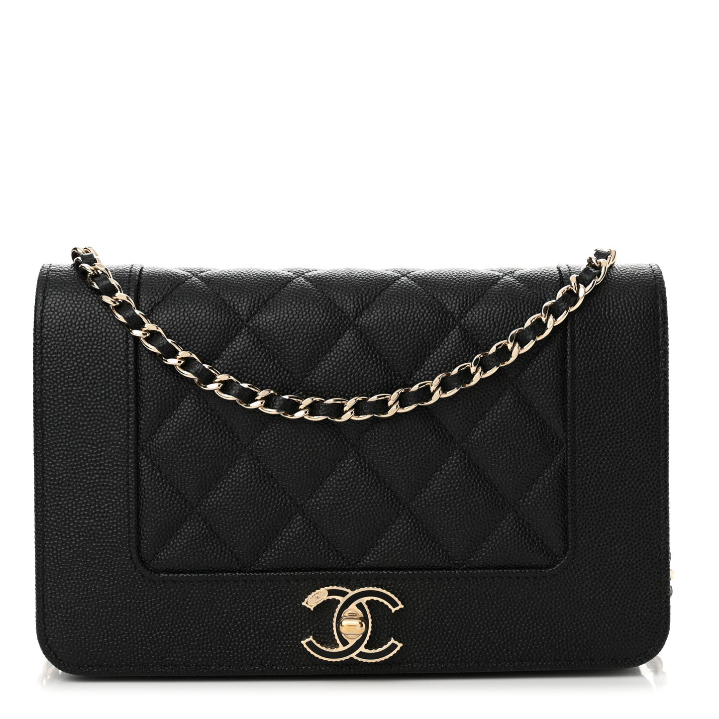 Caviar Quilted Vintage Mademoiselle Wallet On Chain WOC Black