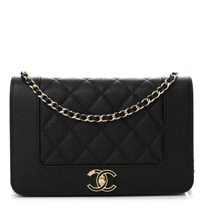 Chanel Caviar Quilted Vintage Mademoiselle Wallet On Chain WOC Black 1 of 14