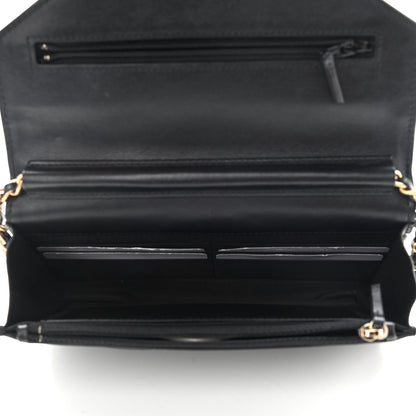 Chanel Lambskin Chevron Quilted Medallion Wallet On Chain WOC Black 5 of 14