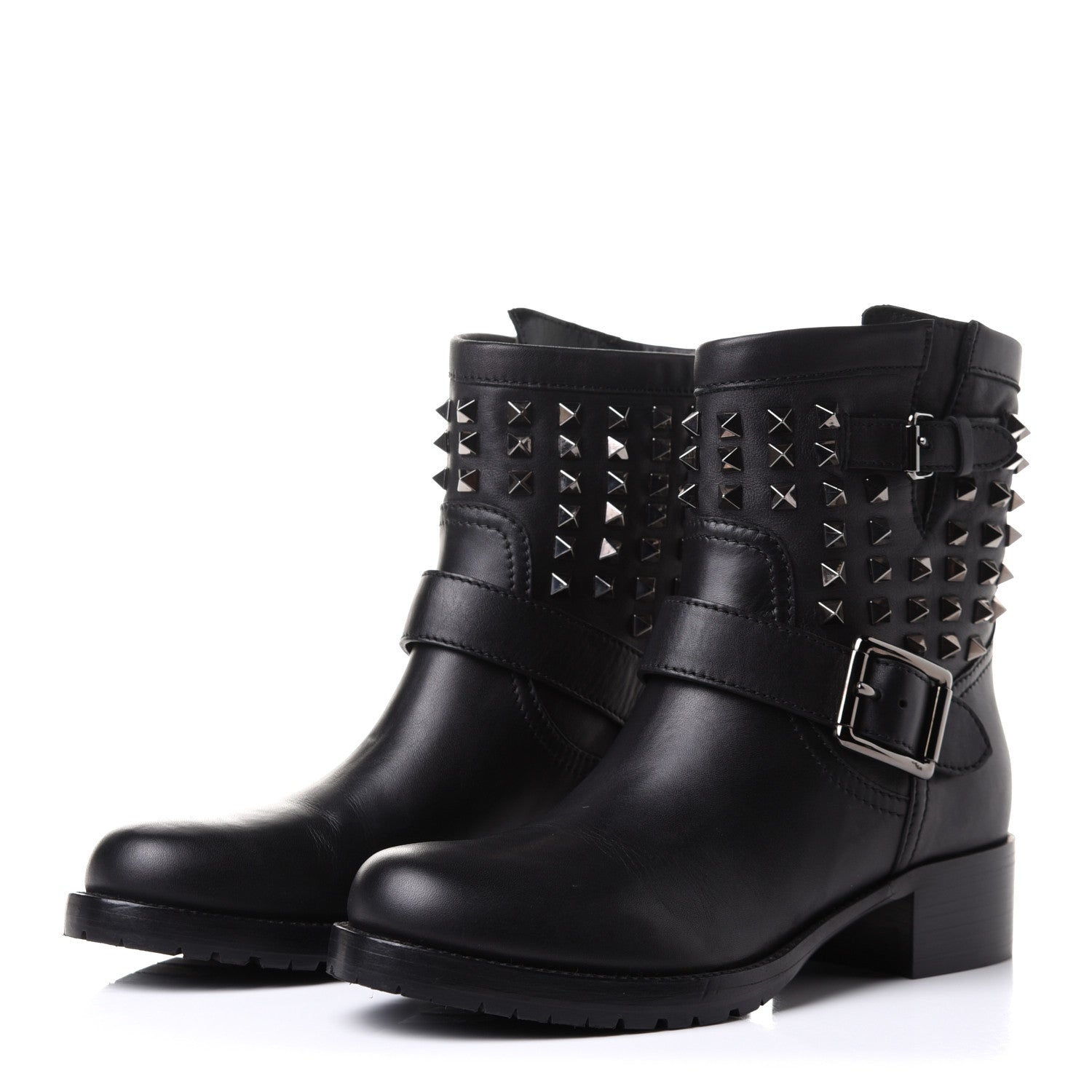Valentino Garavani Calfskin Rockstud 30mm Biker Boots 38 Black 3 of 14