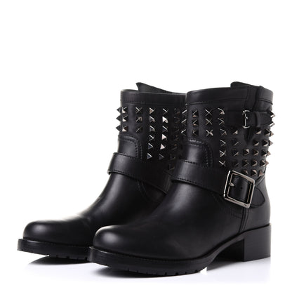 Valentino Garavani Calfskin Rockstud 30mm Biker Boots 38 Black 3 of 14