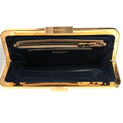 Miu Miu Metallic Nappa Matelasse Clutch Gold 8 of 12
