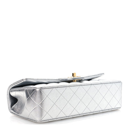 Chanel Metallic Caviar Quilted Top Handle East West Flap Silver 4 of 12