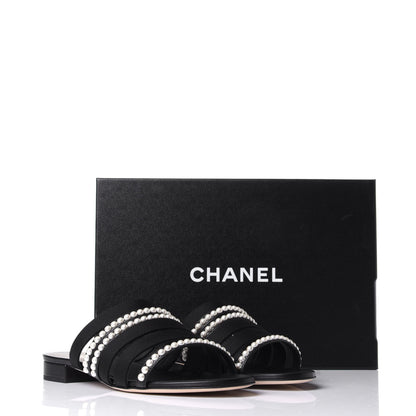 Chanel Grosgrain Pearl Mules 37.5 Black 11 of 11