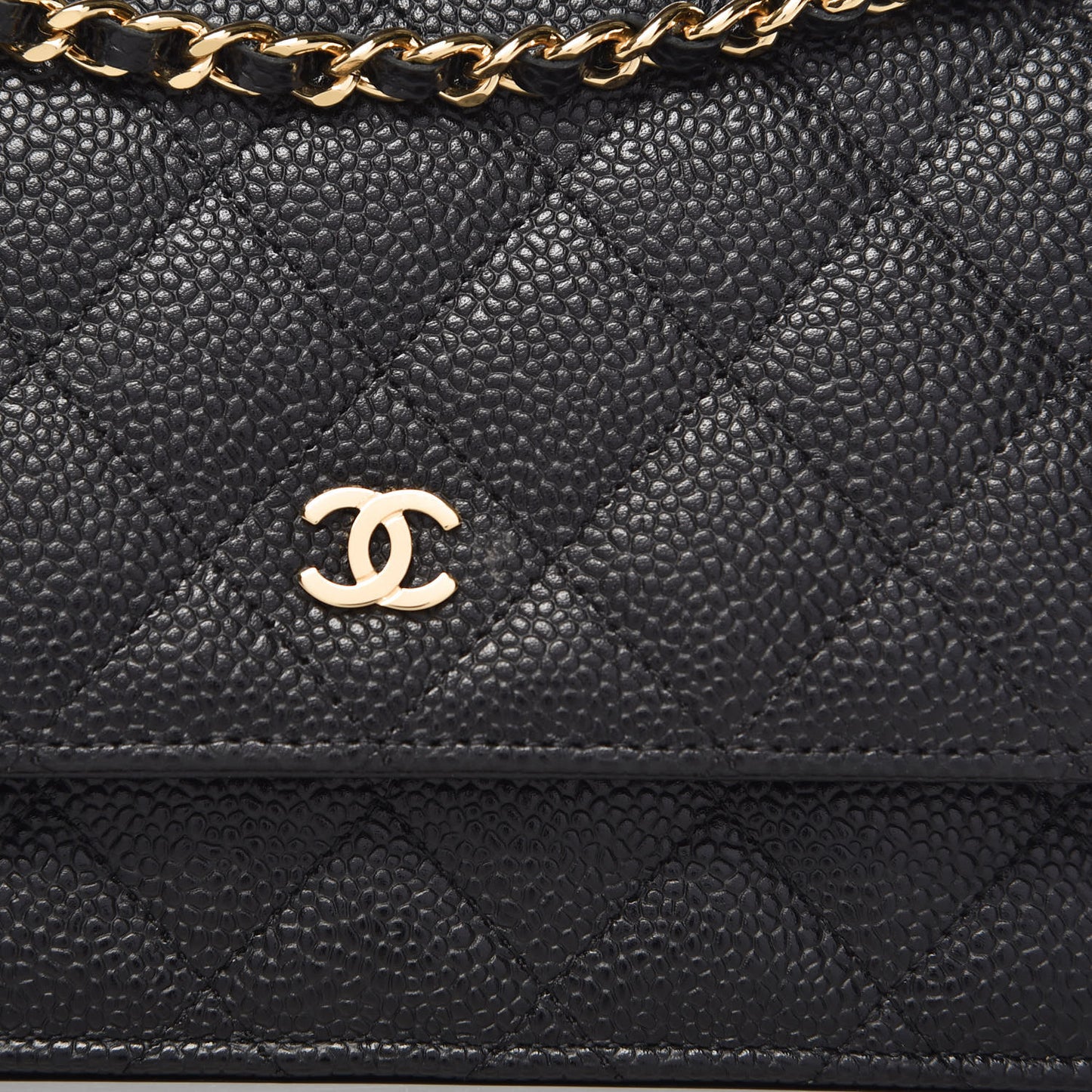 Caviar Quilted Wallet On Chain WOC Black