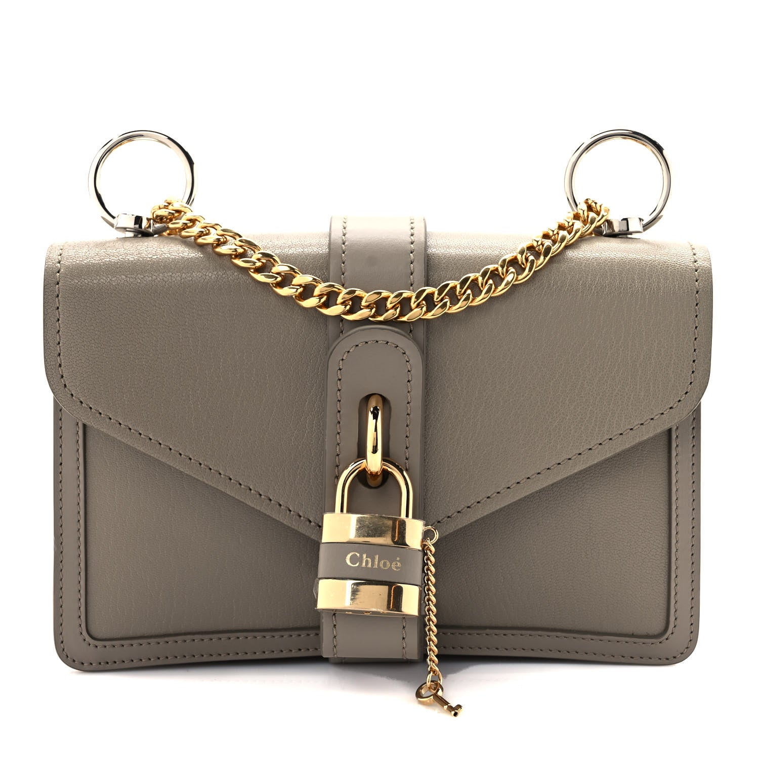 Chloe Shiny Goatskin Calfskin Aby Chain Shoulder Bag Motty Grey 1 of 9