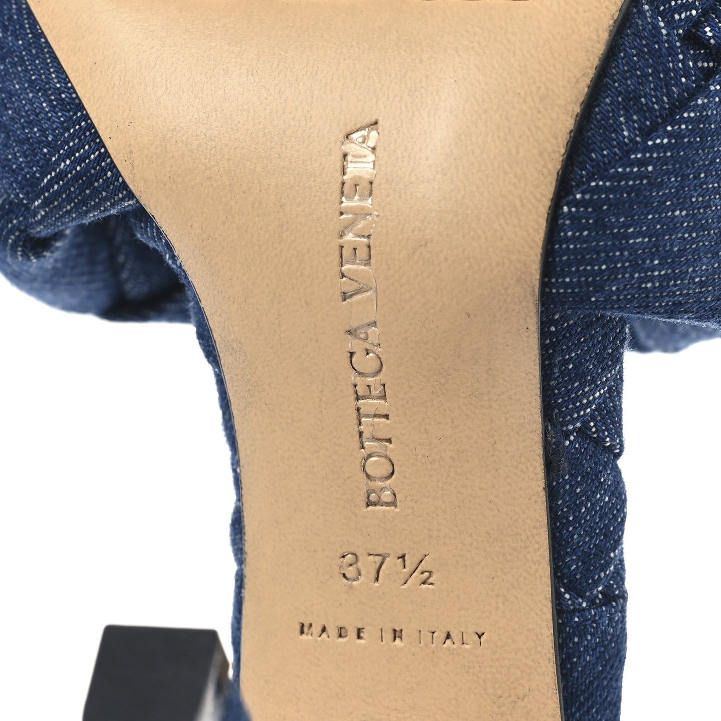 Denim Intrecciato Lido Mule 90 Sandals 37.5 Indigo