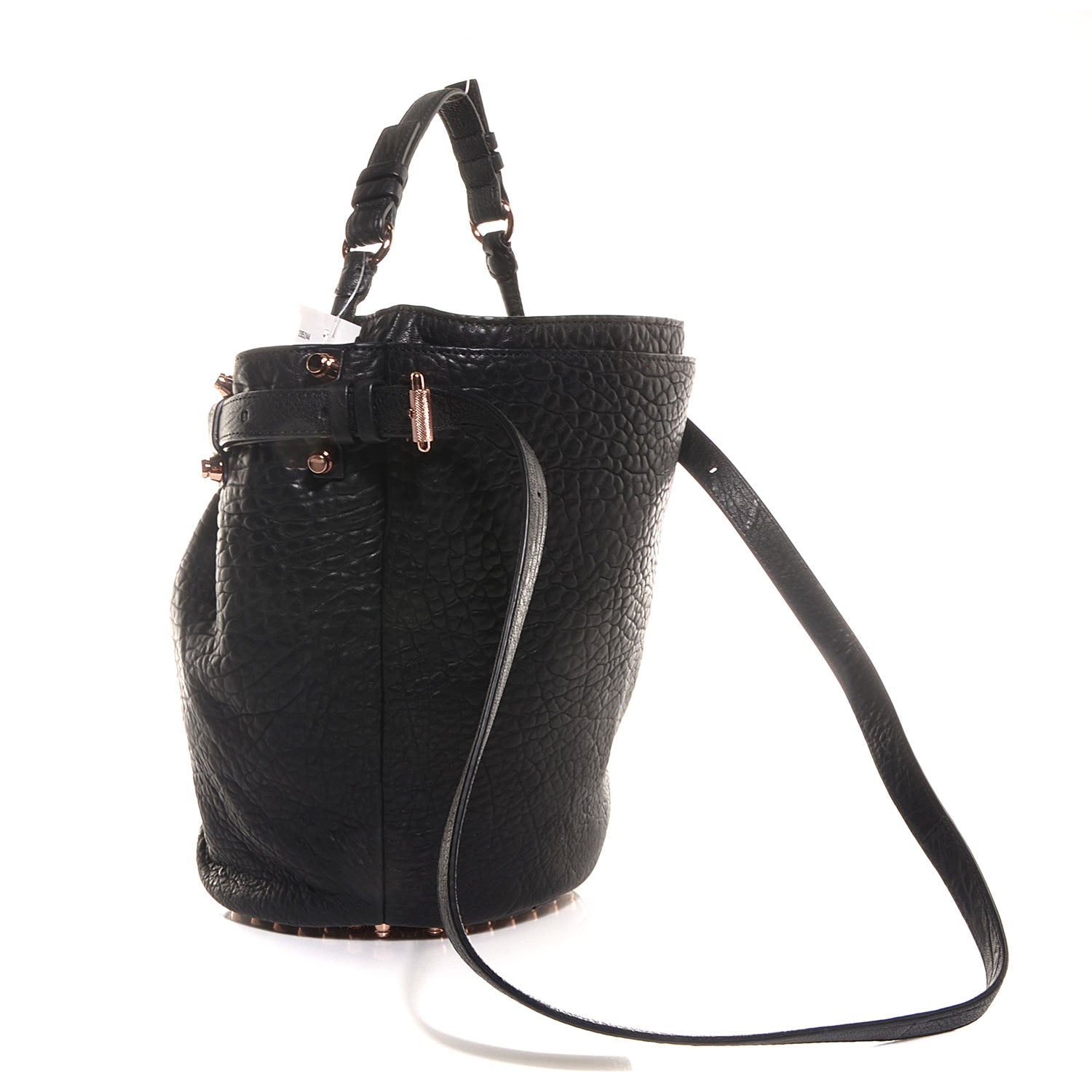 Alexander Wang Pebbled Leather Diego Bucket Bag Black w Rose Gold Hardware 3 of 6