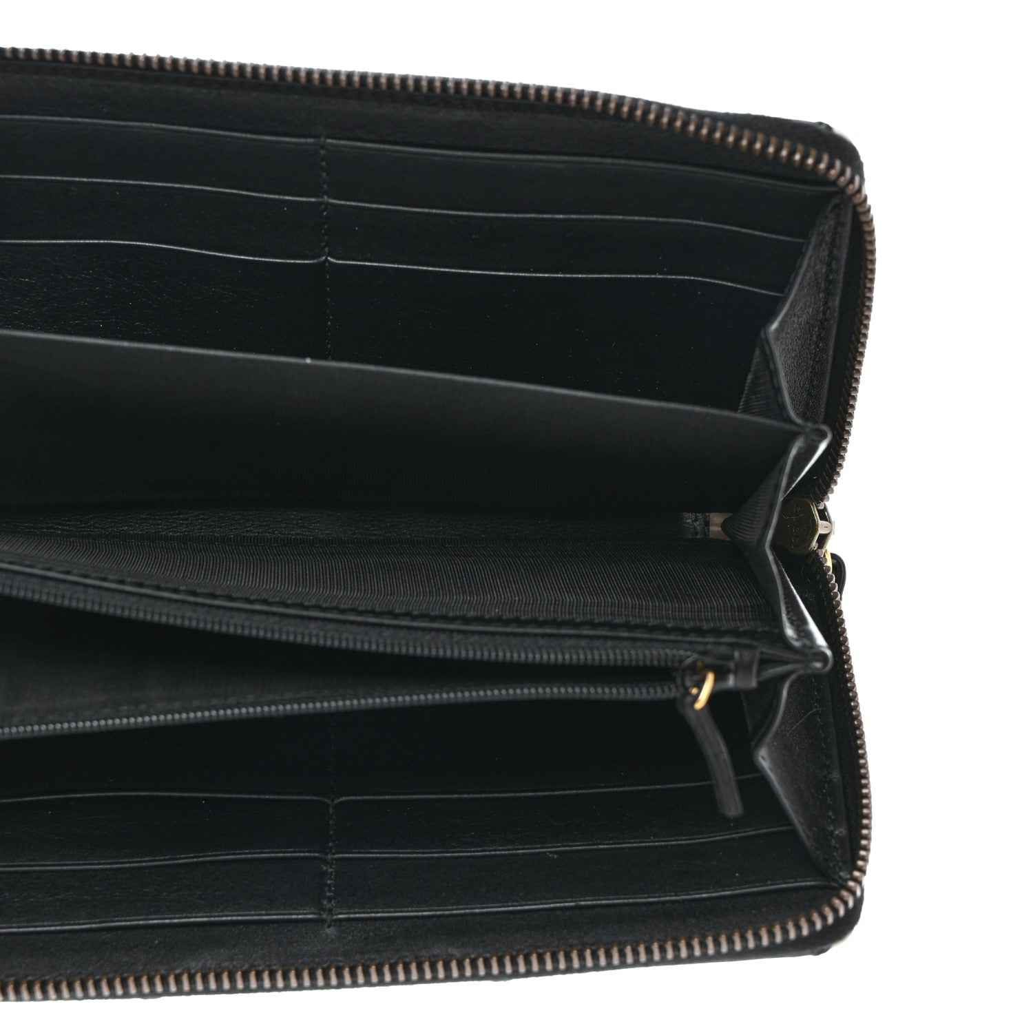 Gucci Calfskin Matelasse GG Marmont Zip Around Wallet Black White 5 of 10