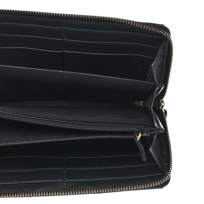 Gucci Calfskin Matelasse GG Marmont Zip Around Wallet Black White 5 of 10