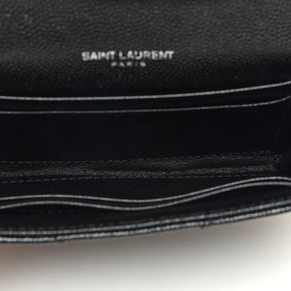 Saint Laurent Grain De Poudre Matelasse Chevron Small Monogram Envelope Wallet Black 5 of 6