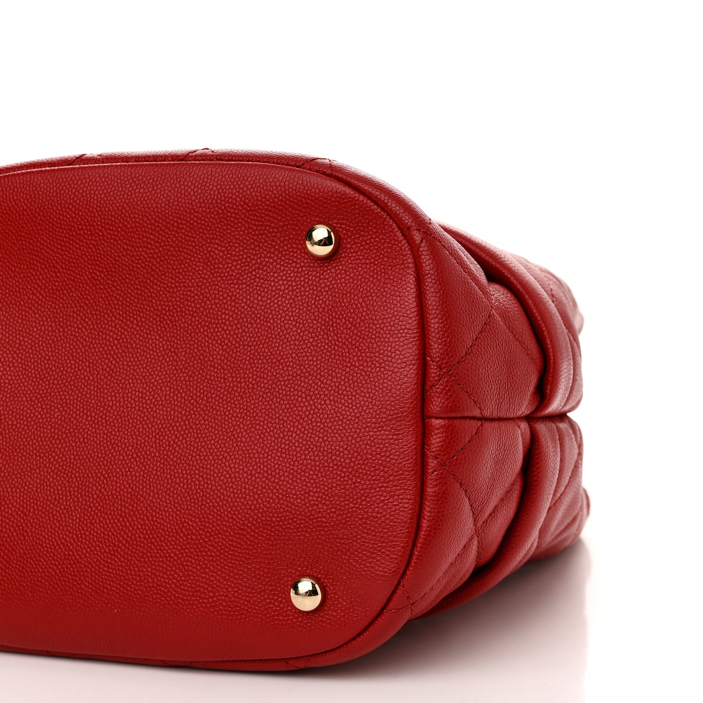 Caviar Quilted Rolled Up Bucket Drawstring Bag Red