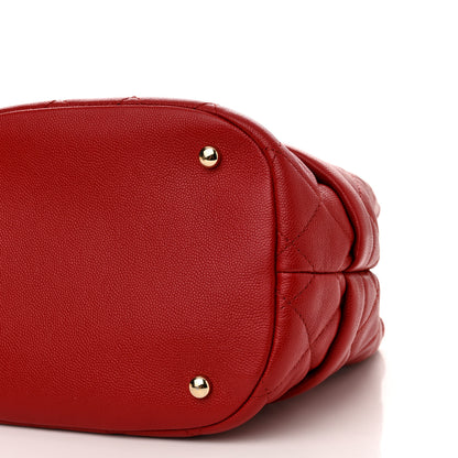 Chanel Caviar Quilted Rolled Up Bucket Drawstring Bag Red 10 of 10