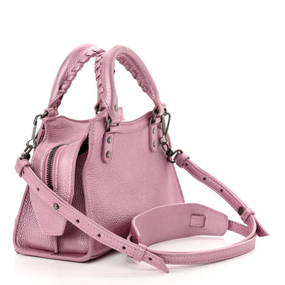 Balenciaga Metallic Grained Calfskin Neo Classic Silver Hardware Mini City Pink 3 of 15