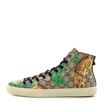 Gucci GG Supreme Monogram Bengal Mens High Top Sneakers 11 Beige Yard 1 of 9