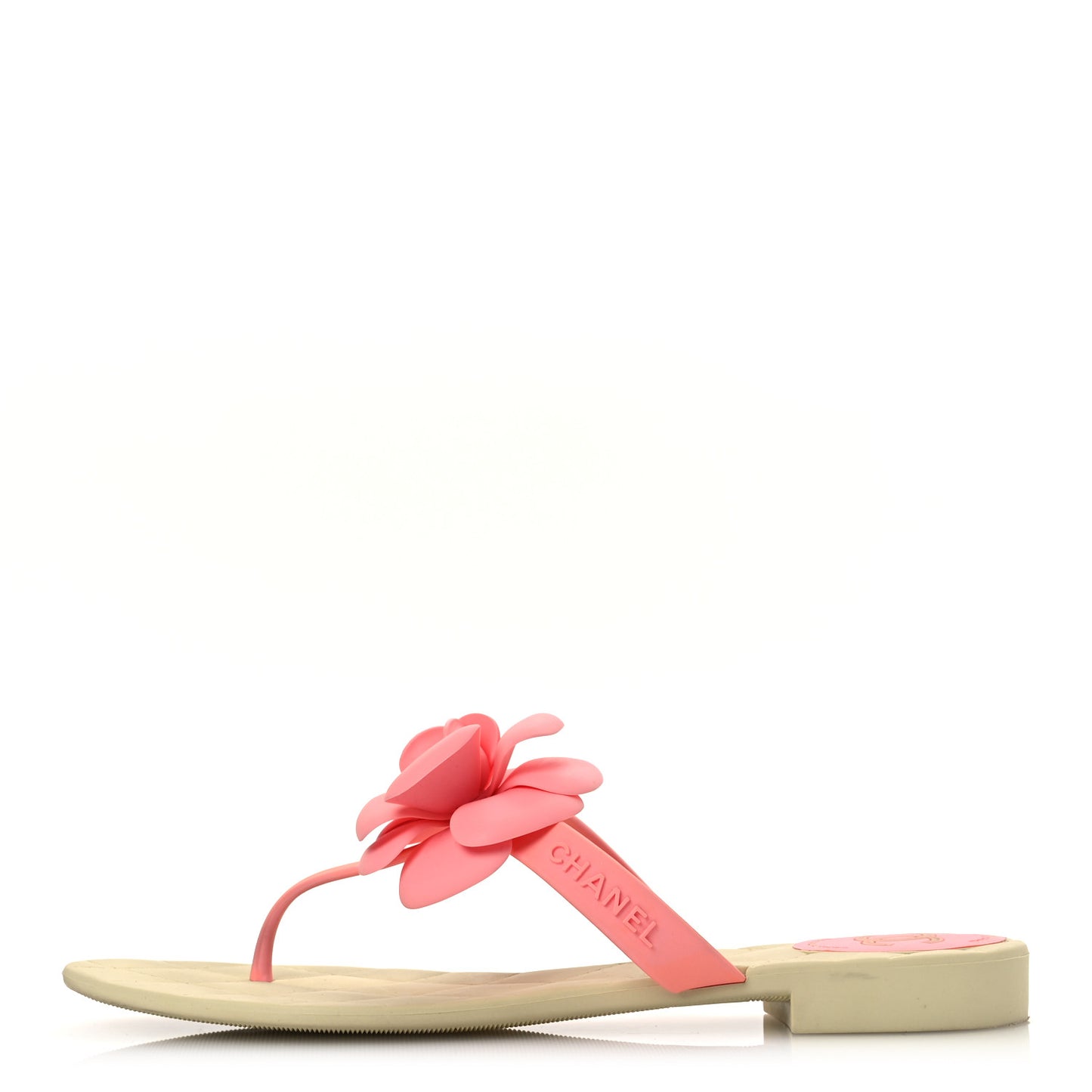 Jelly Quilted Camellia Thong Sandal 39 Pink Beige