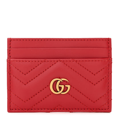 Gucci Calfskin Matelasse GG Marmont Card Holder Hibiscus Red 1 of 7