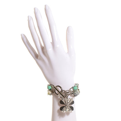 Chanel Suede Tweed CC Clover Charm Bracelet Silver 2 of 4