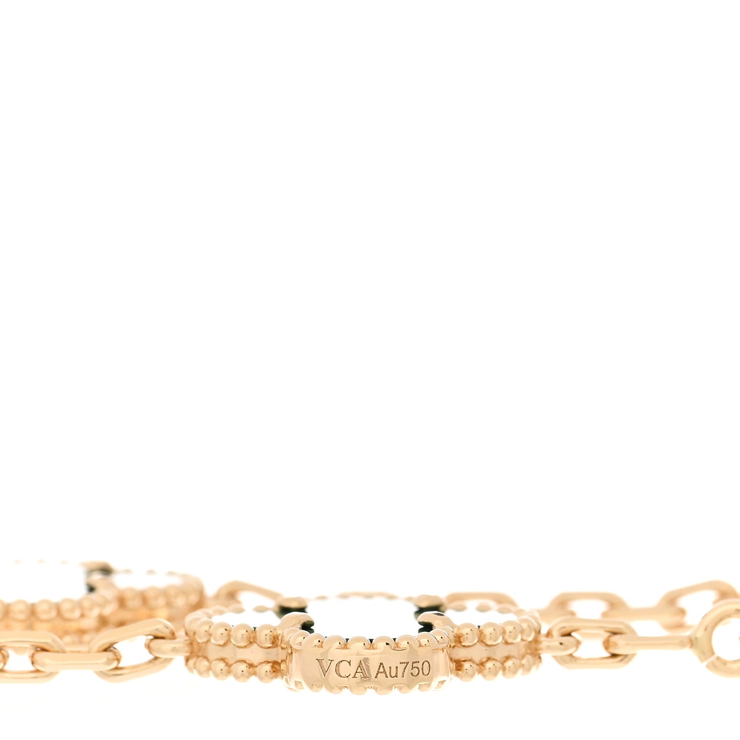 18K Yellow Gold Malachite 5 Motifs Vintage Alhambra Bracelet