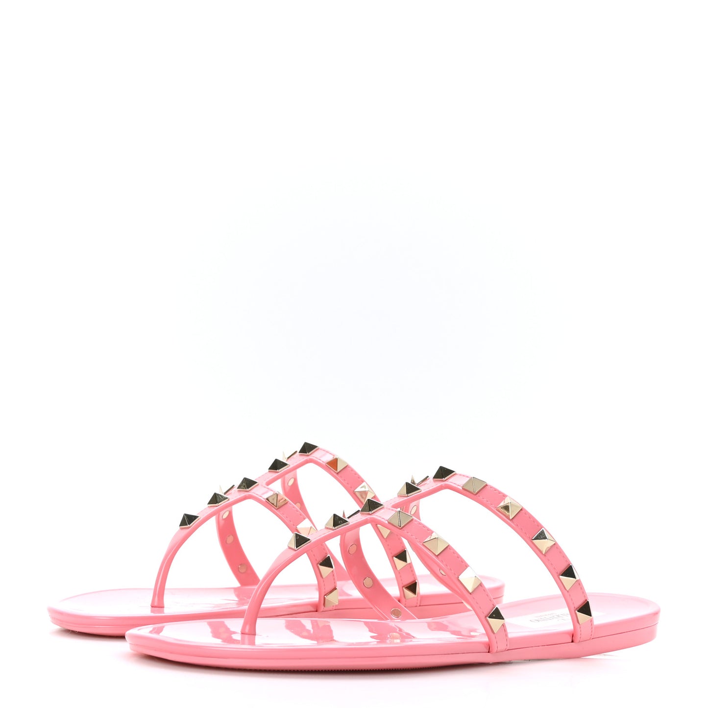 PVC Jelly Rockstud Caged Flat Thong Sandals 38 Sweet Pink