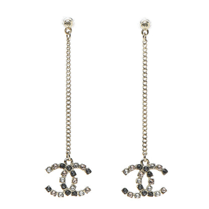 Chanel Crystal CC Drop Earrings Pink Grey Gold 1 of 5