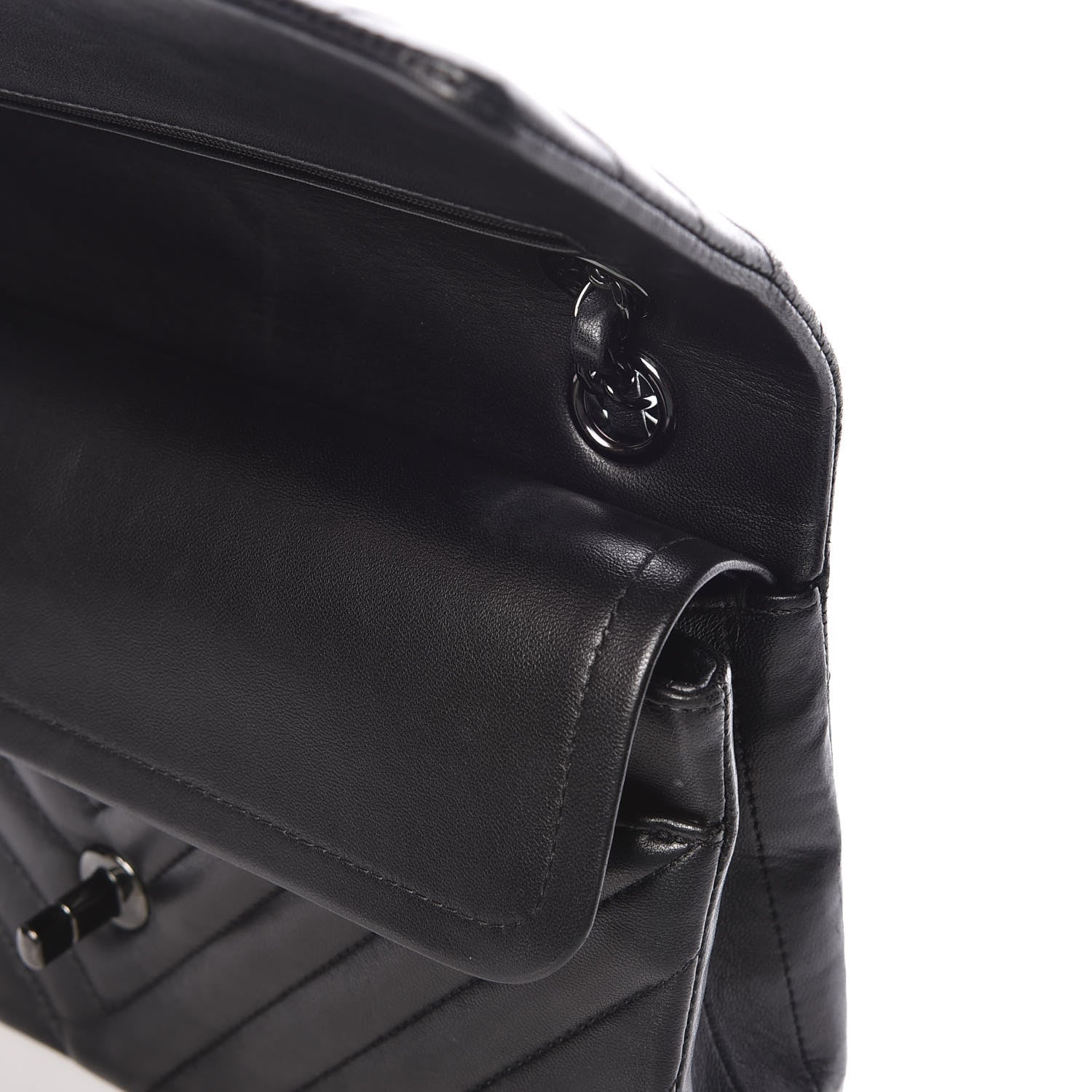 Chanel Lambskin Chevron Quilted Medium Double Flap So Black 14 of 16