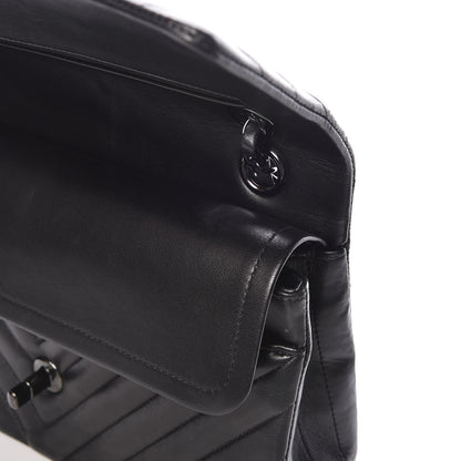 Chanel Lambskin Chevron Quilted Medium Double Flap So Black 14 of 16
