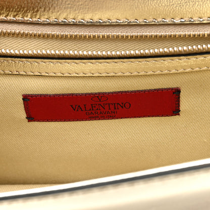 Valentino Garavani Metallic Nappa Medium Glam Lock Rockstud Flap Platino 6 of 9