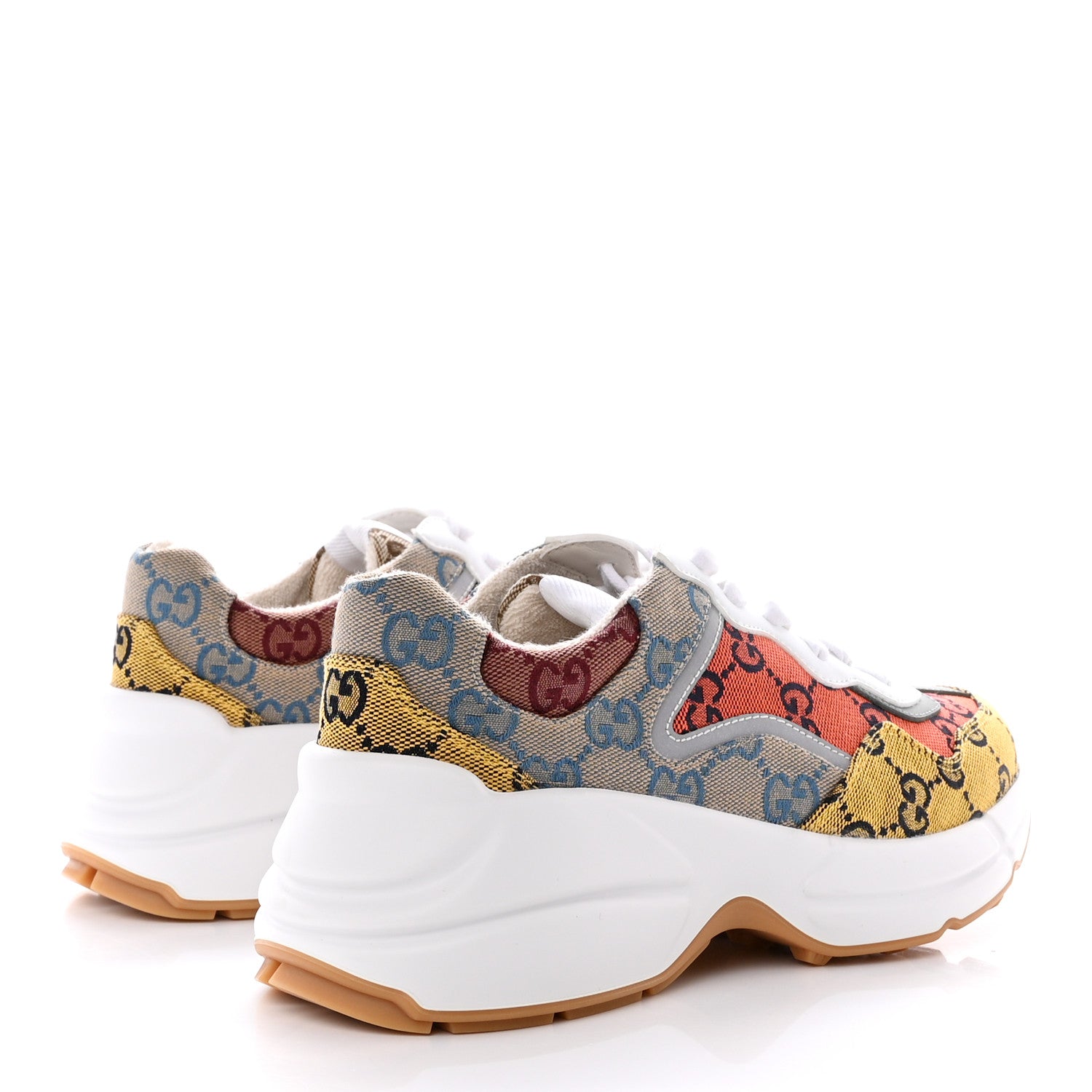 Gucci Monogram Multicolor Demetra Womens Rhyton Sneakers 36 Yellow Blue Great White Tabasco 4 of 10