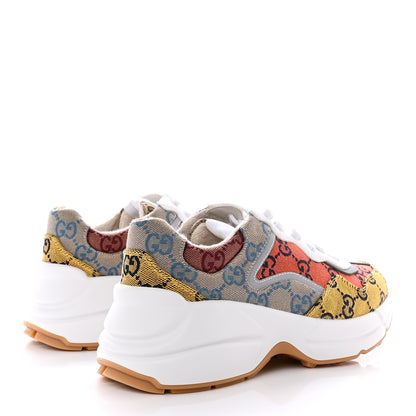 Gucci Monogram Multicolor Demetra Womens Rhyton Sneakers 36 Yellow Blue Great White Tabasco 4 of 10