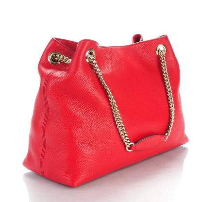 Gucci Pebbled Calfskin Medium Soho Chain Shoulder Bag Red 3 of 7