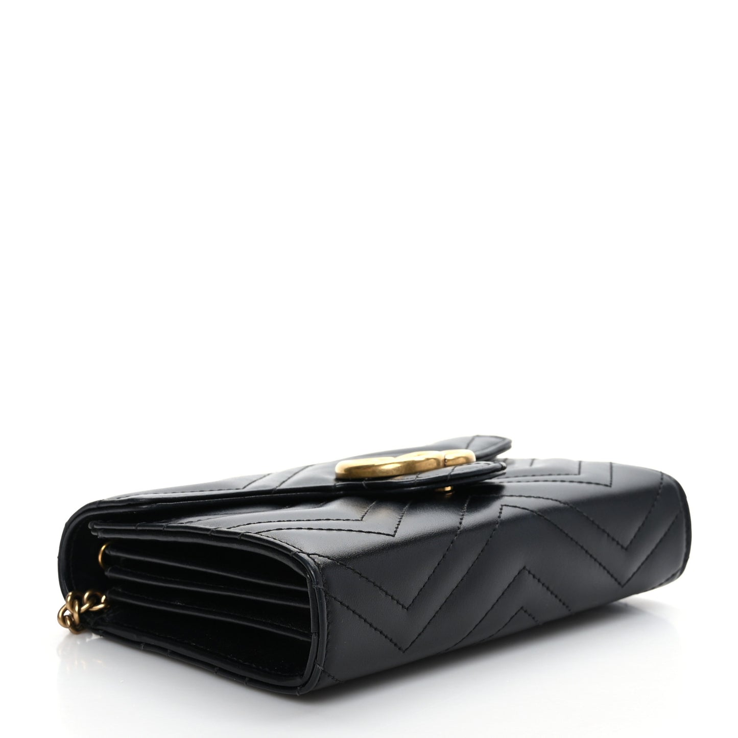 Calfskin Matelasse GG Marmont Chain Wallet Black