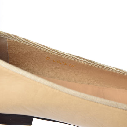 Chanel Lambskin Cap Toe CC Ballerina Flats 39 Beige Black 11 of 12