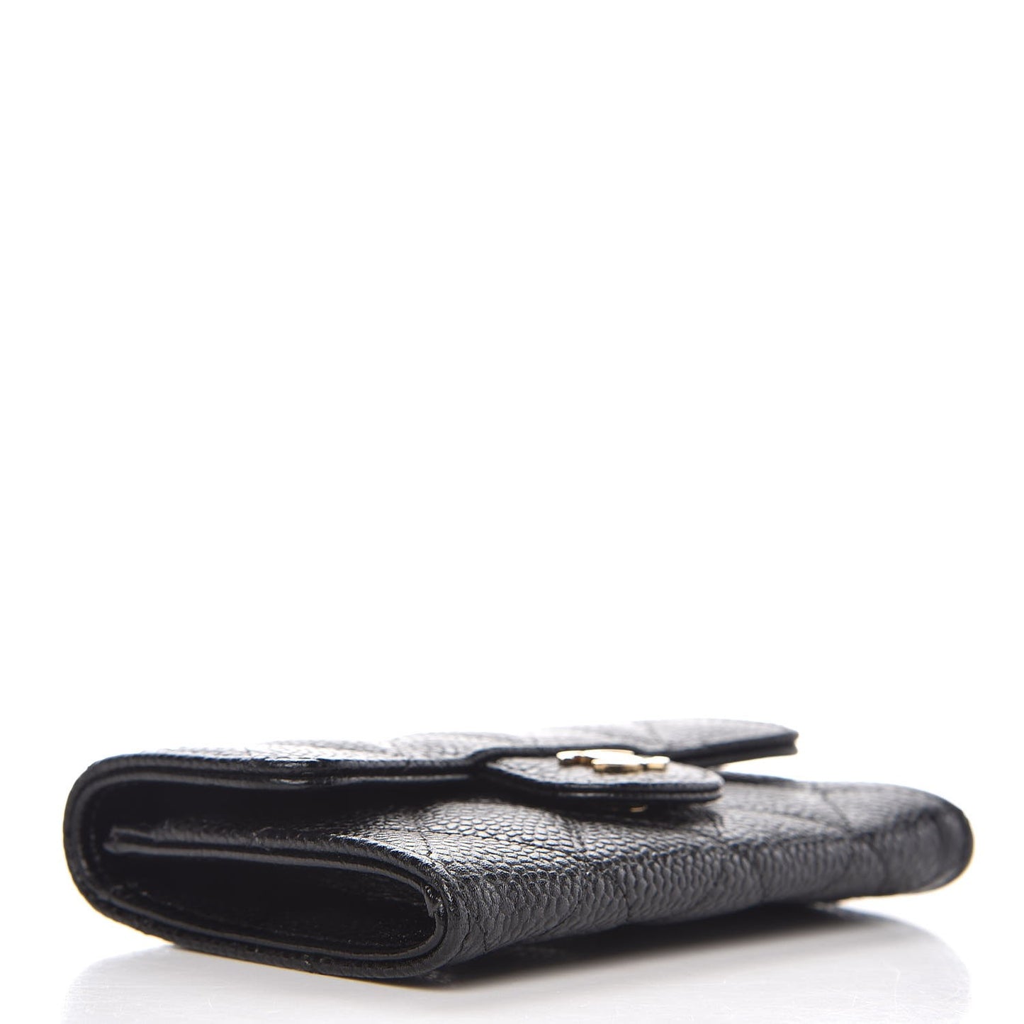 Caviar Quilted Flap Card Holder Black
